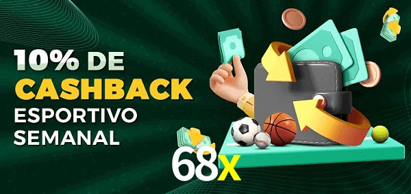 10% de bônus de cashback na 68x
